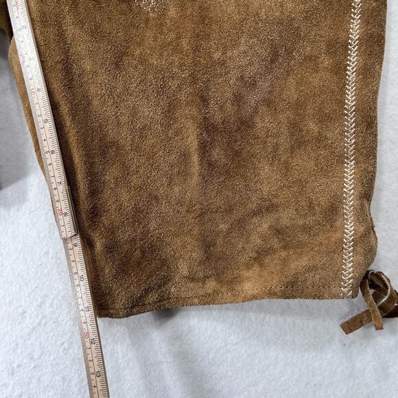 Lederhosen Shorts Men 36 Brown Suede Leather German Suspenders Oktoberfest - Picture 13 of 16
